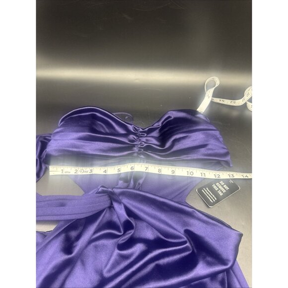 EXPRESS Womens Purple Satin Asymmetrical One Shoulder Rayon Slip Dress Sz S NEW - Picture 8 of 8